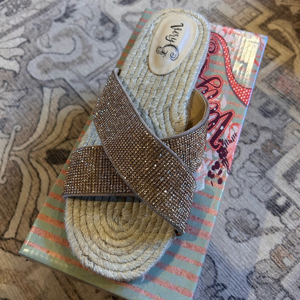Very G Sparkling Tan Beaded Sandals